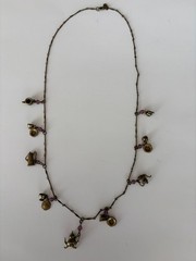 Sweet Romance USA Bronze Tone Teapot Charm Necklace w/Rose Crystal Beads 27″