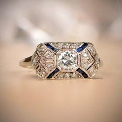 Art Deco European Style 2Ct Lab Created Diamonds Wedding 14K White Gold FN Ring