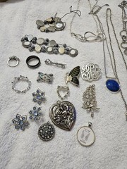 Mixed Lot. Silver Bangles and Other Vintage Jewelry Some Wearable