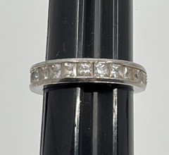Vintage Estate Sterling Silver & Sparkly Cubic Zirconia Pave Ring Size 8