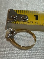 VINTAGE LADIES 14KT GOLD OPAL DAIMOND RING APROXX 6 INCH 2.8 GRAMS HAS CRAZING