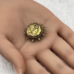 Vintage Greek Roman Soldier Brooch Victorian Revival Gold Tone Coin Style Pin 1″