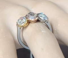 Vintage Platinum 18k Gold Engagement Ring 3.48CT.Natural Oval Rose Cut Diamond