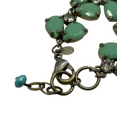 Leslie Danzis Bracelet Pale Green Double Teardrop & Clear Rhinestone Link Chunky