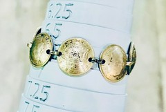 Vintage Sterling British Sixpence Coin Bracelet 1940s George VI 6.75”
