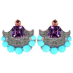 2.91ct Rose Cut Diamond Gemstone Studded Silver Vintage Gorgeous Earring Jewelry
