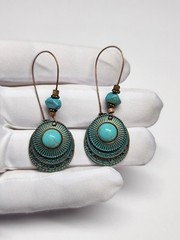 Vintage Boho Style Dangle Drop Earrings With Turquoise For Women Fashion Jewelry