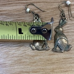Brass Bunny Rabbit Earrings Vintage Dangle From Estate