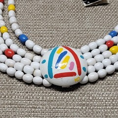 Ken Done Designed In Australia Wooden Colorful Beaded Statement 16″ Necklace
