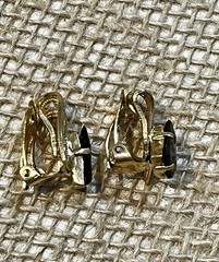 Vintage Art Deco Style Asymmetrical Gold Tone Clip On Earrings Signed