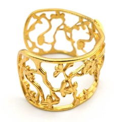Karine Sultan 24k Gold Plated Pewter Green Flower Olive Leaf Bracelet Damaged
