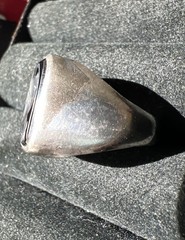 Vintage Clark & Coombs Sterling Silver Hematite Intaglio Signet Ring Sz 8, 7.3GM