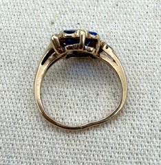 Vintage 10K Gold Blue Sapphire & Diamond Ring Size 5.5 Estate Jewelry 2.41 Grams