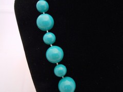 Vintage Turquoise Round Beaded Necklace, Spring Clasp, Retro, Women’s, Jewelry