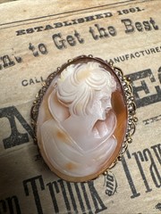 Vintage Carved Shell Cameo Brooch Pendant Beautiful #27￼