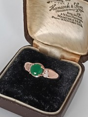 Vintage 1990-s 14 Ct Rolled Gold Emerald Ring Size UK P US 7 1/2 Hallmarked!