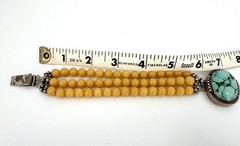 Vintage Turquoise Yellow Jasper And Sterling Silver Statement Bracelet