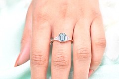 Aquamarine Wedding Ring Anniversary Birthday Gift For Her Engagement RingJewelry