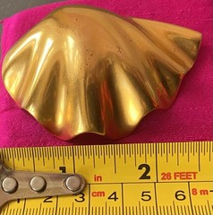 Ted Muehling Scallop Brooch 24k GOLD Plated Bronze Signed With 14k Pin Clasp