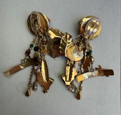 Lunch At The Ritz HAPPY THANKSGIVING Clip On Earrings Rare Find!