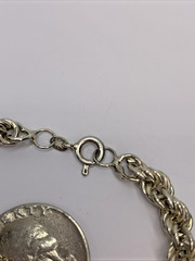 Sterling Silver 925 Italy 6MM Wide Vintage Rope Chain Bracelet 7″ 7.9g