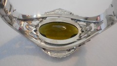 Whiting & Davis Bracelet Clear Very light Olive Green Oval Faceted Glass (AHB