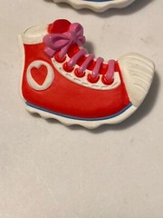 1985 Hallmark Pin Pals Red Sneakers Heart Tennis Shoes Brooch Set of 2
