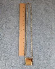 Vintage Gold Tone Necklace Oval Link Mesh Mini Purse Coin Pouch 28″
