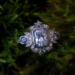 2.65Ct Art Deco Style Lab Created Diamond Moon Goddess Wedding 925 Silver Ring