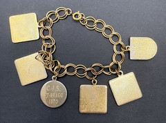Vintage US NAVY Relief Society Charm Bracelet Gold Tone Military Engraved