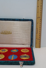 Chinese Peking Jewelry 8 Piece Enameled Pendant Set Original Box MISSING 2