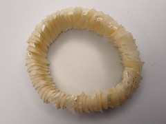 Vintage Articulated Iridescent Shell Segment 1” Wide Stretch Bracelet Size 5.5