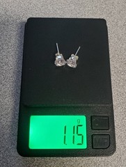VTG 925 STS Square 6mm CZ Stud Earrings Sterling Silver 1g Asscher Cut Estate
