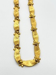 Vintage Crown Trifari Birthday Ribbon Flower Brushed Gold Tone Necklace *Read