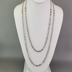 Vintage Monet Chain Necklace 6mm Silver Tone Cable Link Long 54″