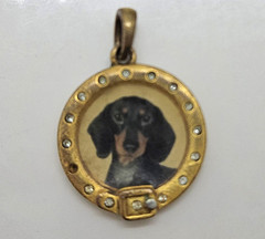 Vintage Dog Photo Pendant with Poem on Back 1″