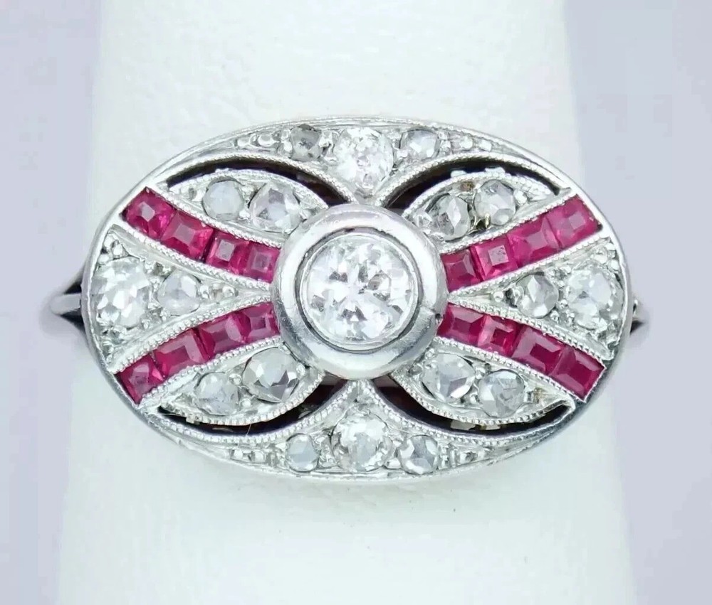 1.23Ct Art Deco Style Lab Created Diamond Wedding Anniversary 925 Silver Ring