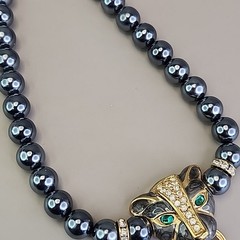 Vintage Kenneth J Lane For Avon Panther Set Gray Necklace Bracelet Earrings KJL