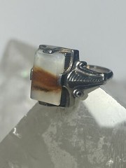 Agate ring Art Deco sterling silver women