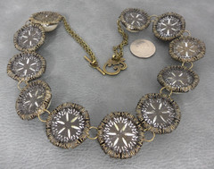 Georgian Riviere Necklace Cultura Faux Pearl Cabochons in Filigree Collets Vtg