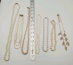 Lot Of 7 Necklaces Faux And Real Pearls Estate Jewelry Finds