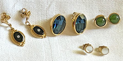Vintage Lot of 4 Elegant Gold-Tone Earrings Various Colors Pierced Ears