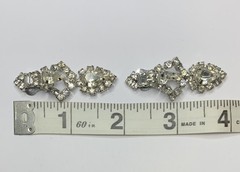 Vintage Choker Necklace Clear Rhinestone Silver Tone Asymmetrical w/ Earrings