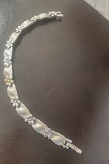 Vintage Trifari Alfred Philippe Silvertone Birthday Ribbon Link Bracelet Signed