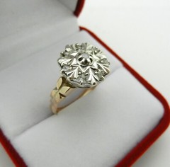 Antique Silver and 9kt Pink Gold and Rose Cut Diamond Ring size 7