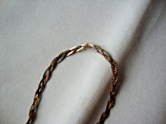 VINTAGE BRAIDED TRI-TONE FINE 0.5MM SNAKE STERLING SILVER STAMP ITALY 925 CHAIN