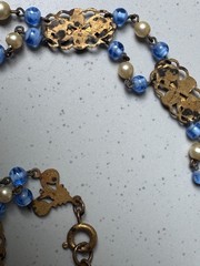 ANTIQUE Nouveau/Deco Bohemia Czech Glass & Enamel Gilt Choker 18″ Necklace, LOSS