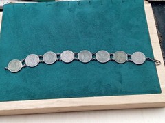 United Kingdom 3 Pence Silver Coin Link Bracelet: 7″ Long, King George