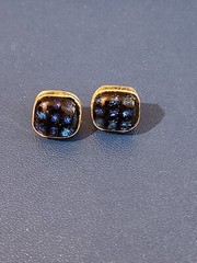 Sterling Silver Blue Art Glass Stud Earrings