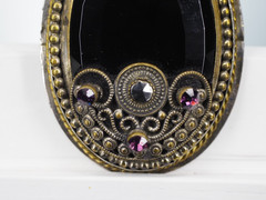 Antique brooch pin faceted Czecho Slovakia glass silver & gold mount jewelry